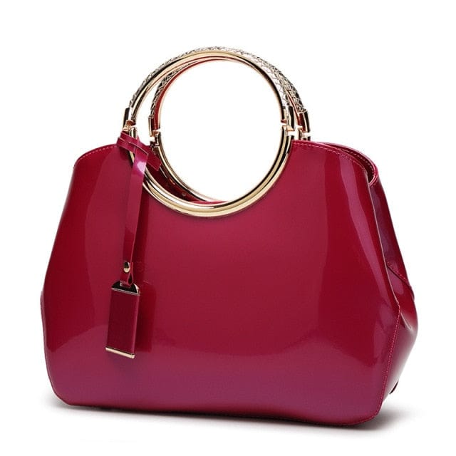 Famous Brand Patent Leather Ladies Handbag