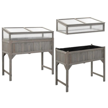 Wooden Garden Bed With Greenhouse Planter - east2cart.uk
