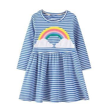 Rainbow Embroidery Girls Hoodie Dress