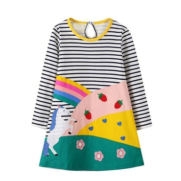 Rainbow Embroidery Girls Hoodie Dress