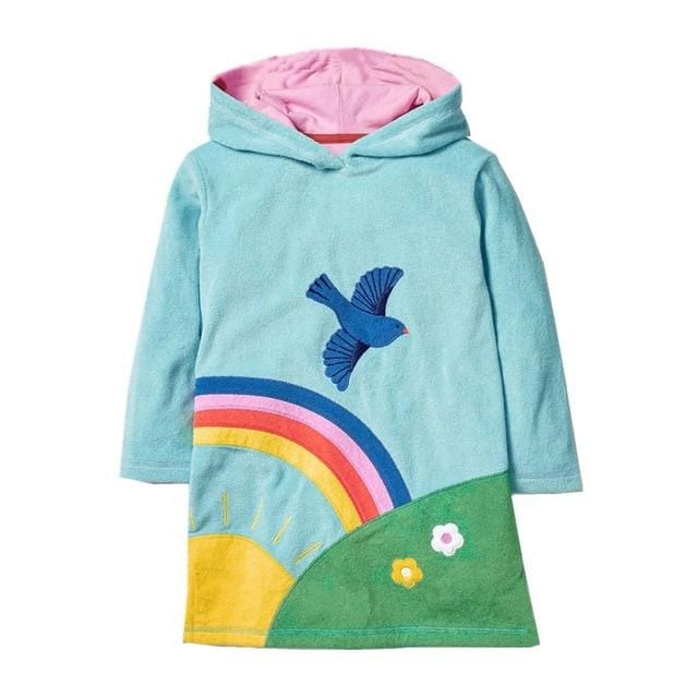 Rainbow Embroidery Girls Hoodie Dress