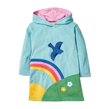 Rainbow Embroidery Girls Hoodie Dress