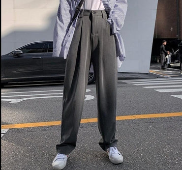 NIJIUDING Women Suit Pants Spring Office Lady Long Trousers 2020 New Autumn Solid Loose High Waist Pant Vestodo Female Pants - east2cart.uk