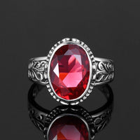 Ruby Stone Ring For Women Men Silver 925 Rings Oval Gemstone Anillo Hombre Classic Jewellery Party Costume Accessories Schmuck - east2cart.uk