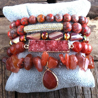 Natural Stone Druse 5pc Bracelets Set - east2cart.uk