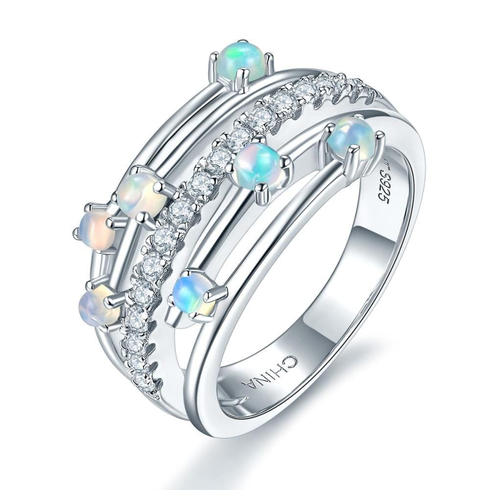 Natural Opal 925 Silver Ring for Women Real Gemstone Sterling Silver Women's Ring Classic Design Exquisite Style Anniversary - east2cart.uk