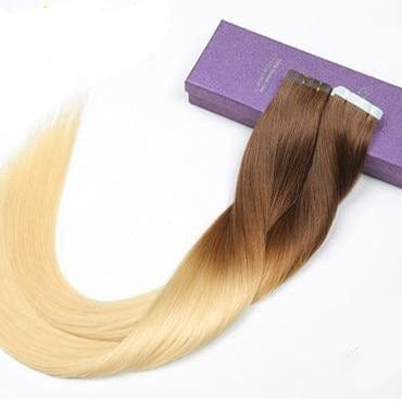 ShowCoco Tape Hair Extensions Human Hair Machine-made Remy Double Sided Adhesive Tape Extensions Hair 20/40pcs Tape Ons - east2cart.uk