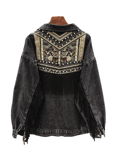 Denim Fringe Ladies Jacket
