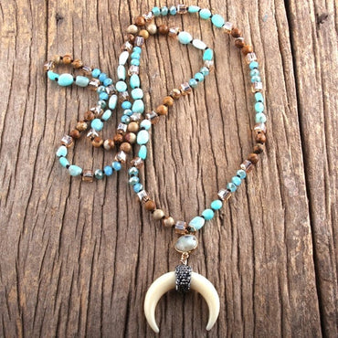 Ox Horn Moon Necklace - east2cart.uk