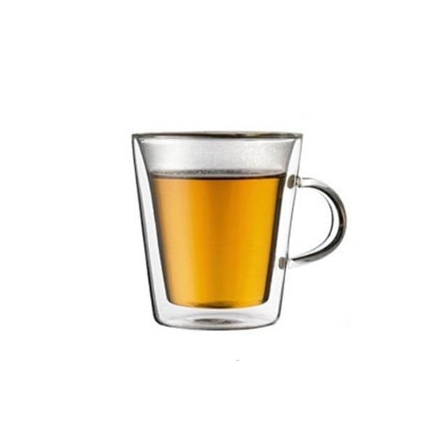 Lead-free Double Wall Glass With Handgrip Heat-resistant Transparent Flower Tea Coffee Milk Beverage Glass Cup Drinkware - east2cart.uk