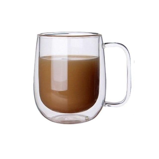 Lead-free Double Wall Glass With Handgrip Heat-resistant Transparent Flower Tea Coffee Milk Beverage Glass Cup Drinkware - east2cart.uk