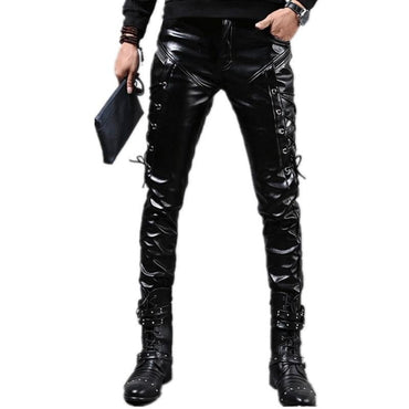 Men`s Punk Style PU Leather Trousers - east2cart.uk