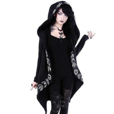 Gothic Punk Black Long Hoodie - east2cart.uk