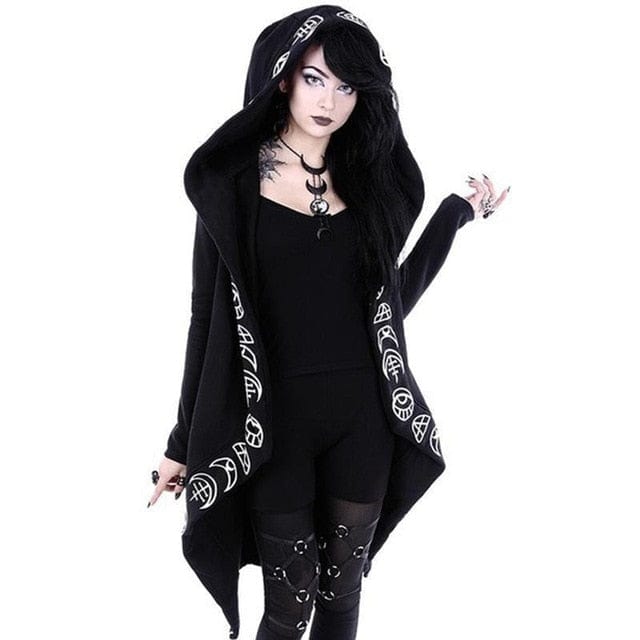 Gothic Punk Black Long Hoodie - east2cart.uk