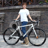 Road bicycle racing car 21/27/30/33 speeds, double disc brake, 700C speed shift student bicycle Aluminum alloy - east2cart.uk