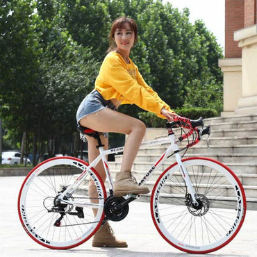 Road bicycle racing car 21/27/30/33 speeds, double disc brake, 700C speed shift student bicycle Aluminum alloy - east2cart.uk