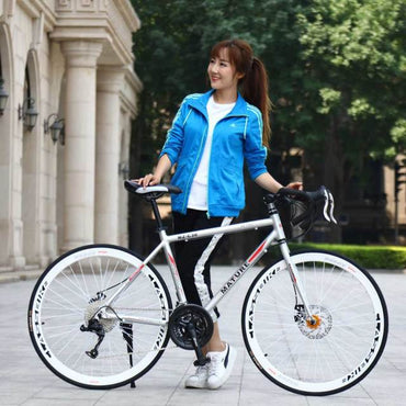 Road bicycle racing car 21/27/30/33 speeds, double disc brake, 700C speed shift student bicycle Aluminum alloy - east2cart.uk