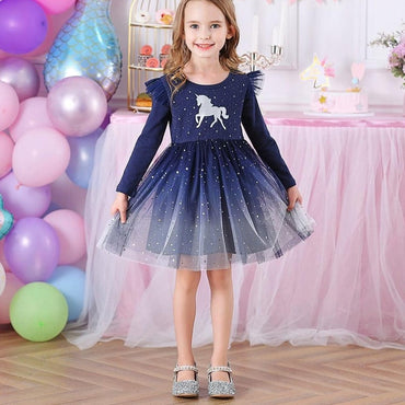 Girls Unicorn Long Sleeve Dress