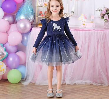 Girls Unicorn Long Sleeve Dress