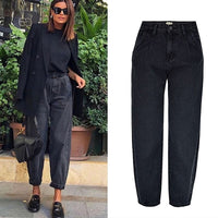 Spring autumn fashion cotton denim jeans women 2020 new high waist black retro harem washed office lady Casual jeans female K344 - east2cart.uk