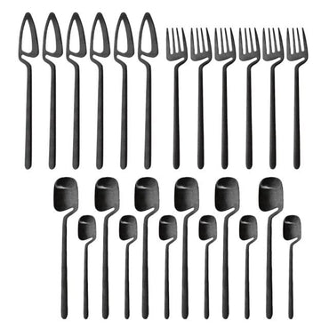 24Pcs Black Matte Cutlery Tableware Set - east2cart.uk