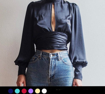 Satin Backless Turtleneck