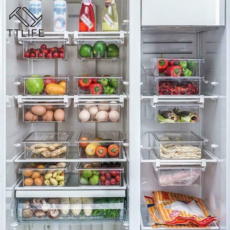 Transparent Refrigerator Organizer Bin Storage Box Compartment Refrigerator Drawer Fridge Storage Bin Containers Pantry Freezer - east2cart.uk