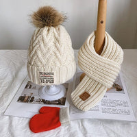 Three-piece children's winter scarf gloves & hat set