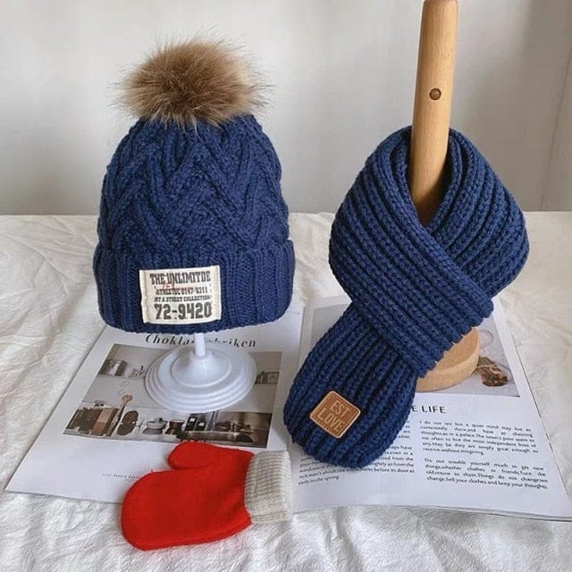 Three-piece children's winter scarf gloves & hat set