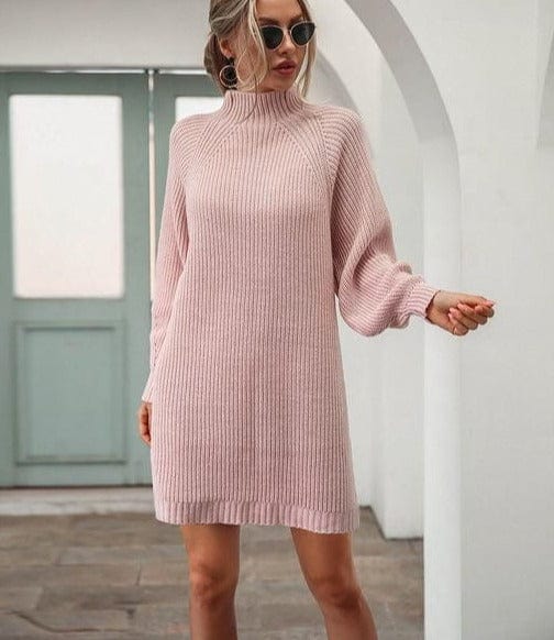 Elegant long sleeve winter knitted dress