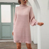 Elegant long sleeve winter knitted dress