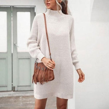 Elegant long sleeve winter knitted dress