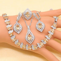 XUTAAYI New Arrival 925 Silver jewellery set For Women Blue Semi-precious Necklace Pendant Earrings Ring Bracelet Christmas Gift - east2cart.uk