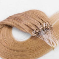 MRSHAIR Micro Ring Hair Extensions 1g/Stand 50strands NonRemy Blonde Brown Micro Bead Loop Human Hair Extension 12 16 20 24 Inch - east2cart.uk