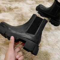 RIZABINA Ins Real Leather Women Ankle Boots Fashion Platform Warm Fur High Heel Winter Shoes Woman Casual Footwear Size 35-42 - east2cart.uk