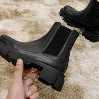 RIZABINA Ins Real Leather Women Ankle Boots Fashion Platform Warm Fur High Heel Winter Shoes Woman Casual Footwear Size 35-42 - east2cart.uk