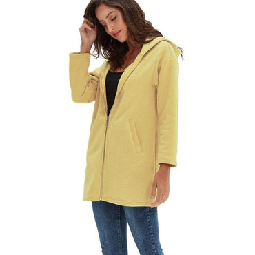 S-5XL Brushed Women Hoodie Sweatshirt  Loose Black Yellow Harajuku Zipper Oversized Long Pullover Coat With Pockets M30113 - east2cart.uk