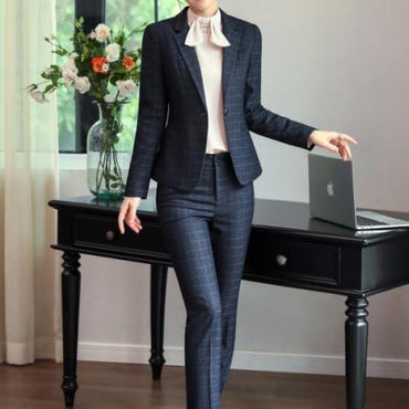 New Fashion Paid Pants Suit Women Business Interview Long Sleeve Blazer and Trousers Office Ladies Plus Size Work Wear - east2cart.uk