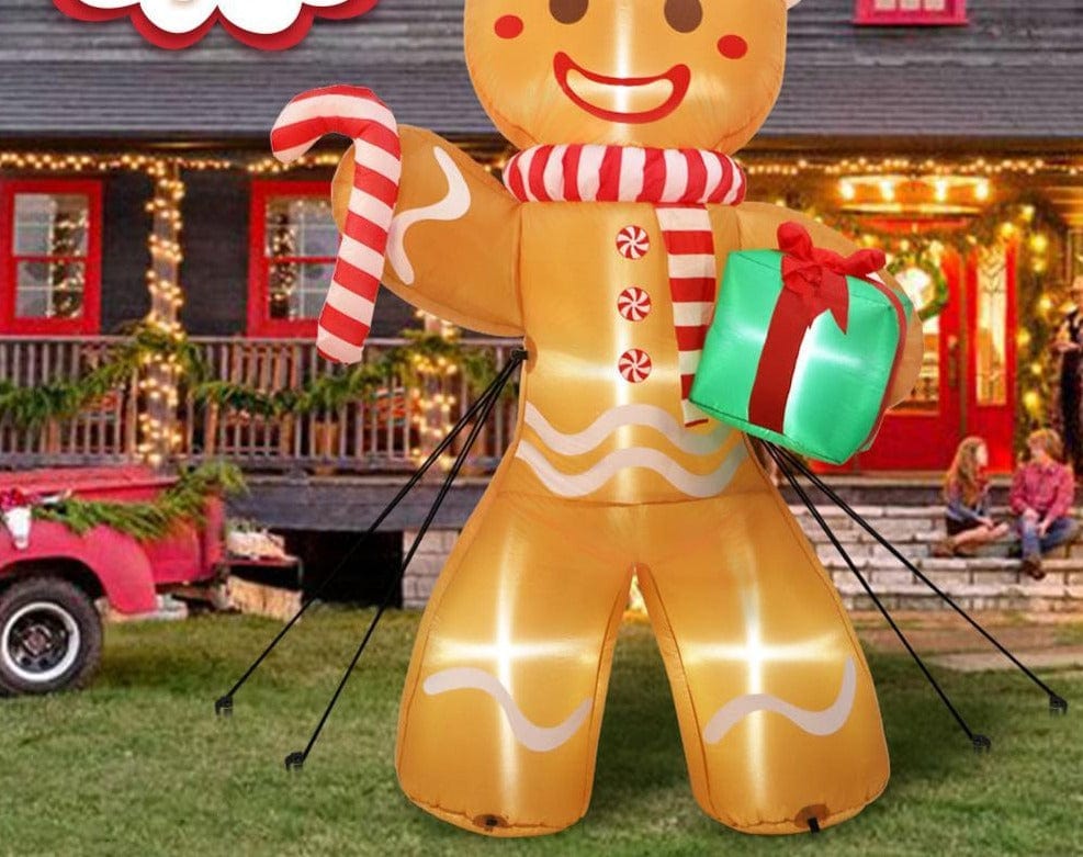 Inflatable LED Gingerbread Man Outdoor Christmas Decoration