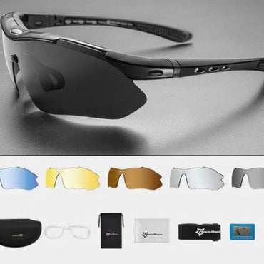 ROCKBROS Polarized Sports Men Sunglasses Road Cycling Glasses Mountain Bike Bicycle Riding Protection Goggles Eyewear 5 Lens - east2cart.uk