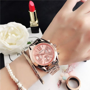 New Creative Watch Women Watches Luxury Rose Gold Quartz Ladies Watches Stainless Steel Bracelets Wristwatches Reloj Mujer - east2cart.uk