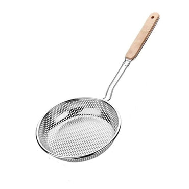 1 pcs wooden handle stainless steel colander strainer - east2cart.uk