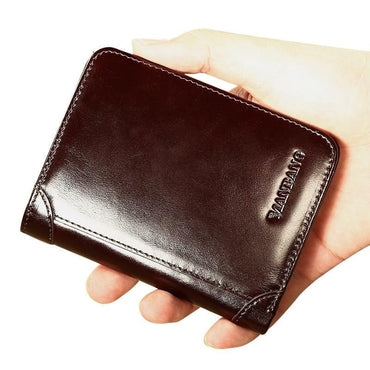 ManBang Male Genuine Leather Wallets Men Wallet Credit Business Card Holders Vintage Brown Leather Wallet Purses High Quality - east2cart.uk