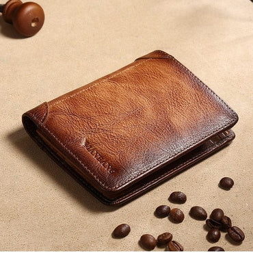 ManBang Male Genuine Leather Wallets Men Wallet Credit Business Card Holders Vintage Brown Leather Wallet Purses High Quality - east2cart.uk