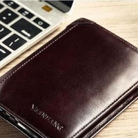 ManBang Male Genuine Leather Wallets Men Wallet Credit Business Card Holders Vintage Brown Leather Wallet Purses High Quality - east2cart.uk