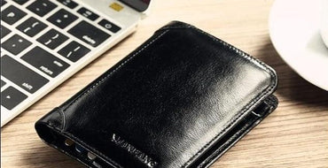 ManBang Male Genuine Leather Wallets Men Wallet Credit Business Card Holders Vintage Brown Leather Wallet Purses High Quality - east2cart.uk