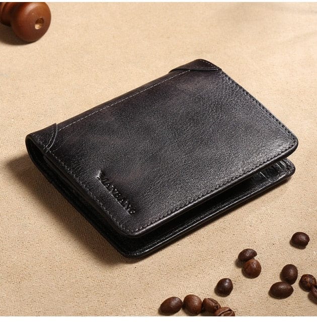 ManBang Male Genuine Leather Wallets Men Wallet Credit Business Card Holders Vintage Brown Leather Wallet Purses High Quality - east2cart.uk