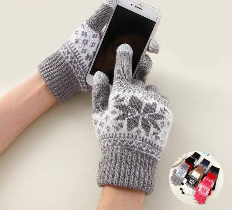 Snowflake Print Touch Screen Winter Gloves