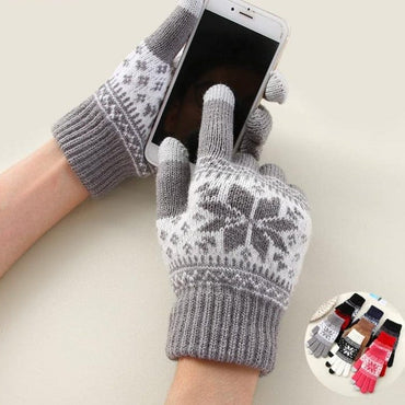 Snowflake Print Touch Screen Winter Gloves