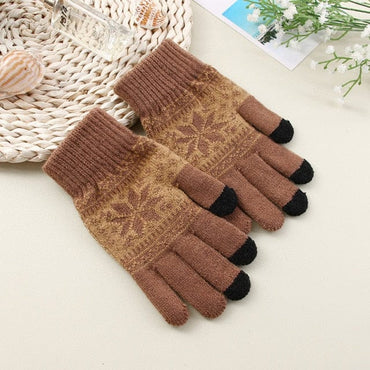 Snowflake Print Touch Screen Winter Gloves